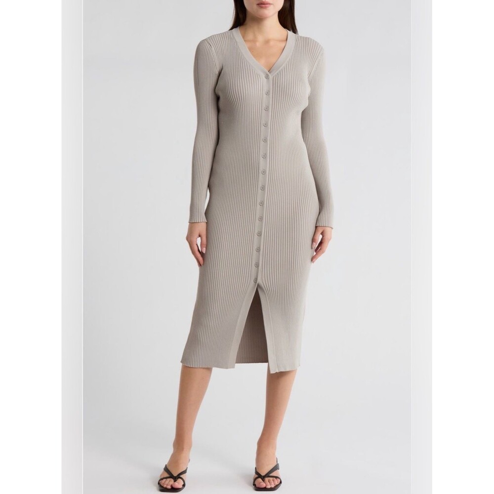 1.STATE
Rib Knit Cardigan Midi Dress